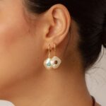 Argola Madreperola Com Acrilico Redondo
